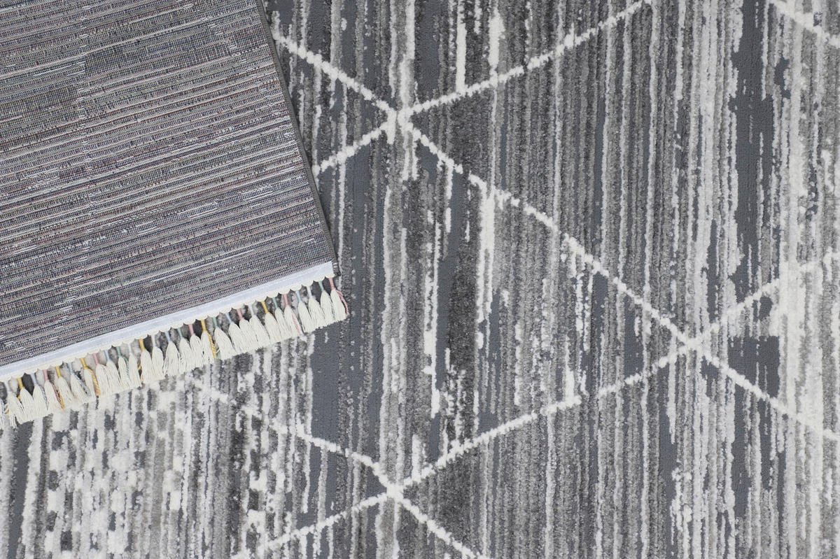 WEBTEPPICH 160/240 cm 4931 Anthrazit, Grau, Weiß  - Anthrazit/Weiß, LIFESTYLE, Textil (160/240cm) - Novel