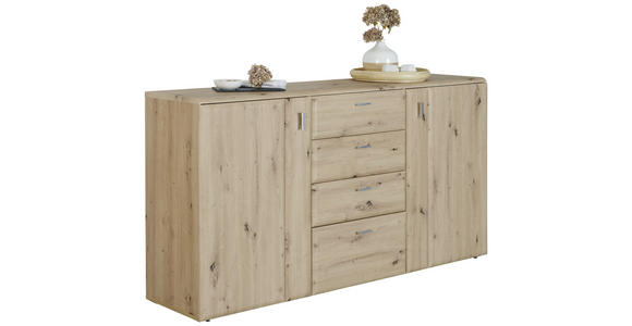 SIDEBOARD 180/92/43 cm - Eichefarben/Alufarben, KONVENTIONELL, Holzwerkstoff/Kunststoff (180/92/43cm) - Cantus