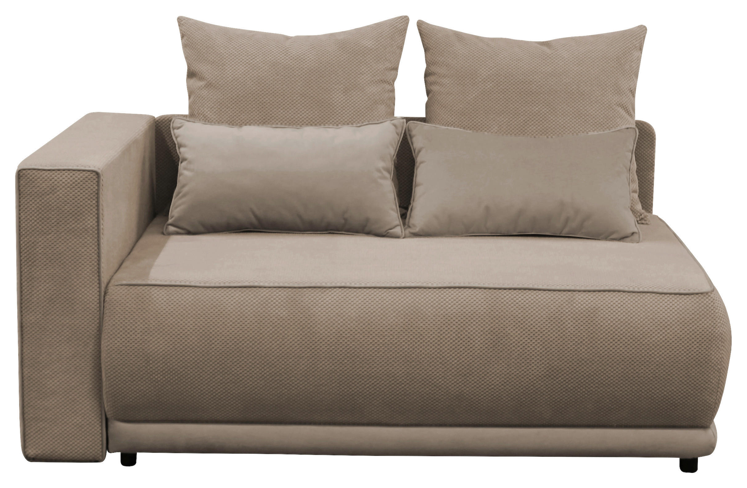 RÉCAMIERE in Plüsch Taupe  - Taupe/Schwarz, Design, Kunststoff/Textil (168/73/99cm) - MID.YOU