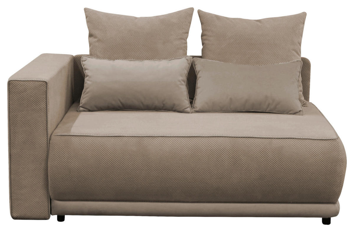 RÉCAMIERE Taupe Plüsch  - Taupe/Schwarz, Design, Kunststoff/Textil (168/73/99cm) - MID.YOU