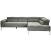 ECKSOFA Dunkelgrau Flachgewebe  - Chromfarben/Dunkelgrau, KONVENTIONELL, Textil/Metall (282/224cm) - Hom`in