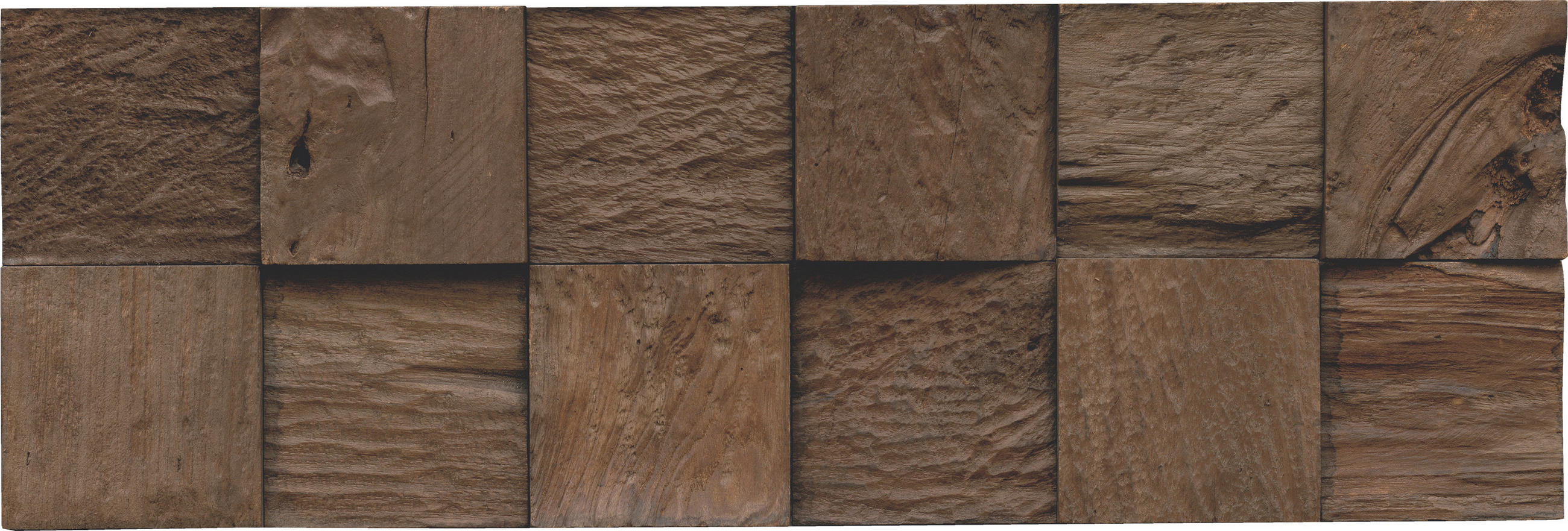 XXXLutz Wandverkleidung Teak Classic Cube Dunkelbraun 18.4x2x55.2 cm