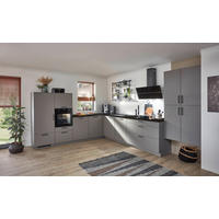 EINBAUKÜCHE 615  - Schwarz/Grau, Design, Holzwerkstoff/Metall (305/395cm) - Nobilia