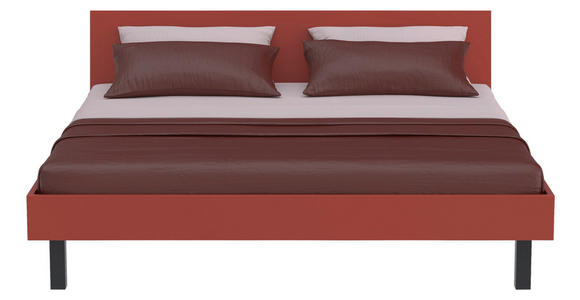 BETT 200/200 cm  in Rot, Koralle  - Koralle/Rot, Design, Holzwerkstoff/Metall (200/200cm) - Xora