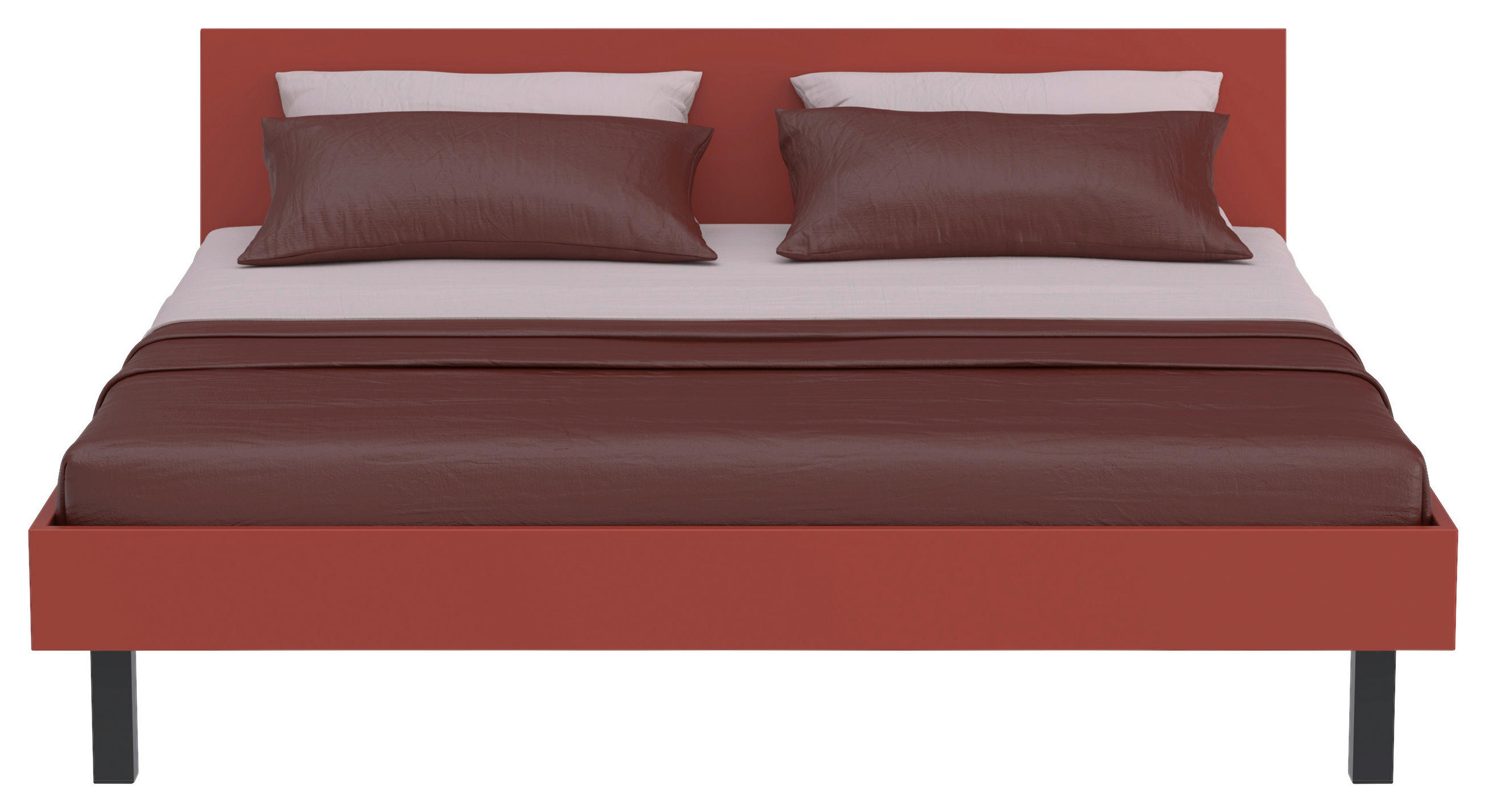 BETT 200/200 cm  in Rot, Koralle  - Koralle/Rot, Design, Holzwerkstoff/Metall (200/200cm) - Xora