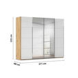 SCHWEBETÜRENSCHRANK 271/235/68 cm 4-türig Eiche Artisan, Weiß - Chromfarben/Eiche Artisan, Design, Glas/Holzwerkstoff (271/235/68cm) - Novel