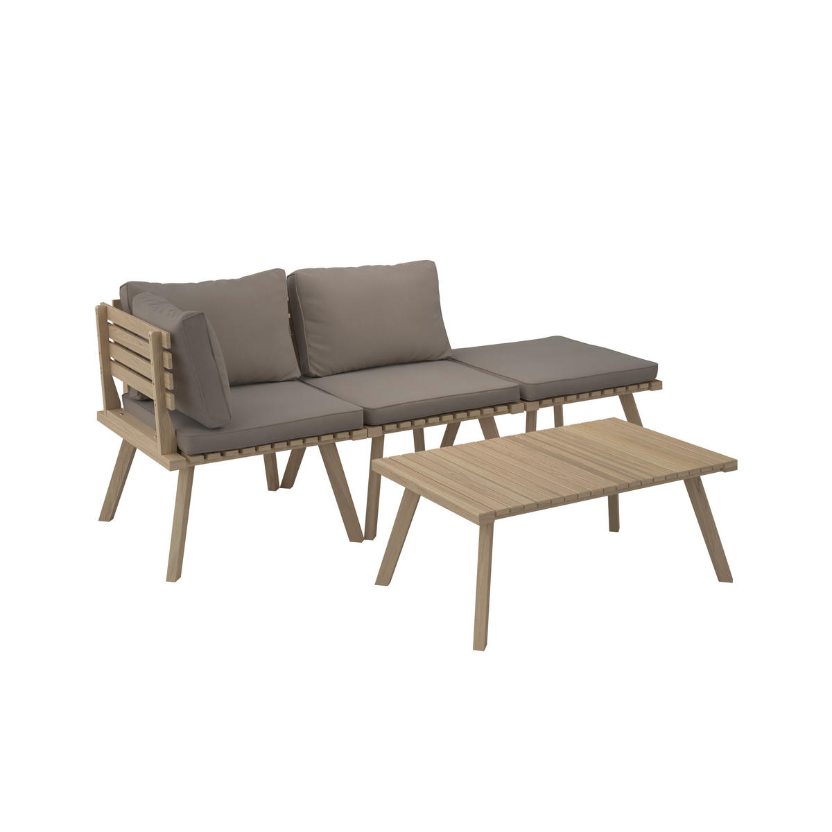 GARTENSET Webstoff Akazie massiv  - Akaziefarben/Grau, Basics, Holz/Textil (186/60cm) - Ambia Garden