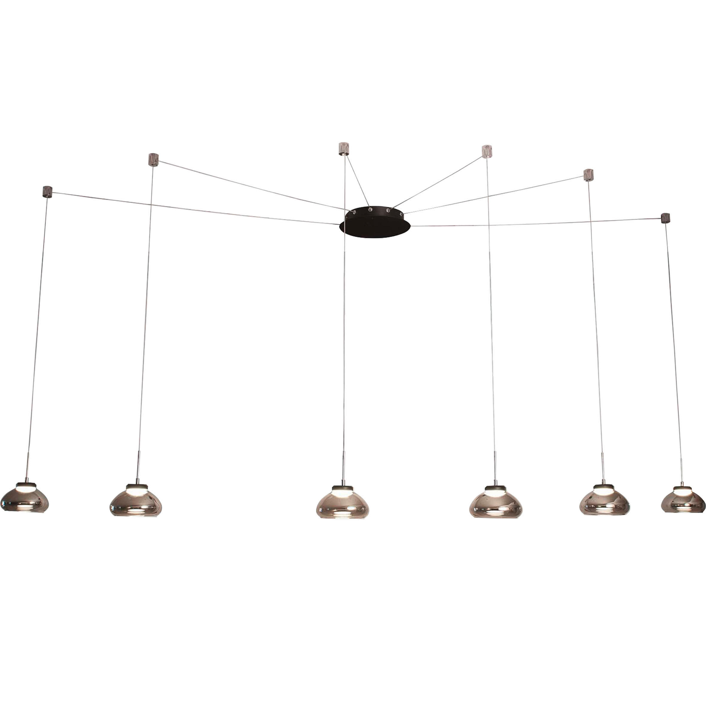 LED-PENDELLEUCHTE Arabella 65/350 cm   - Schwarz/Grau, Design, Glas/Metall (65/350cm) - Fabas Luce