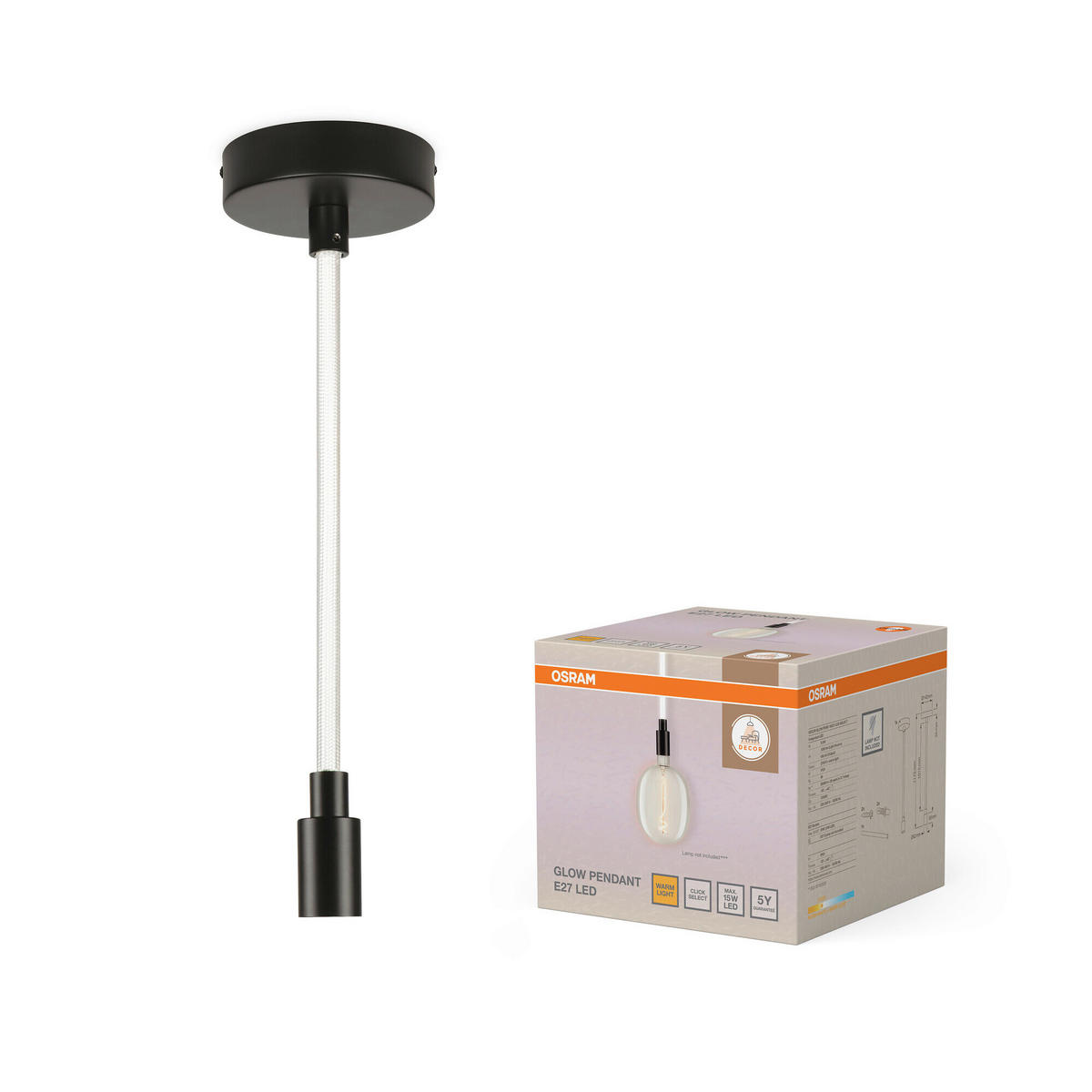 LED-HÄNGELEUCHTE 14/117,5 cm   - Schwarz, Basics, Metall (14/117,5cm) - Osram