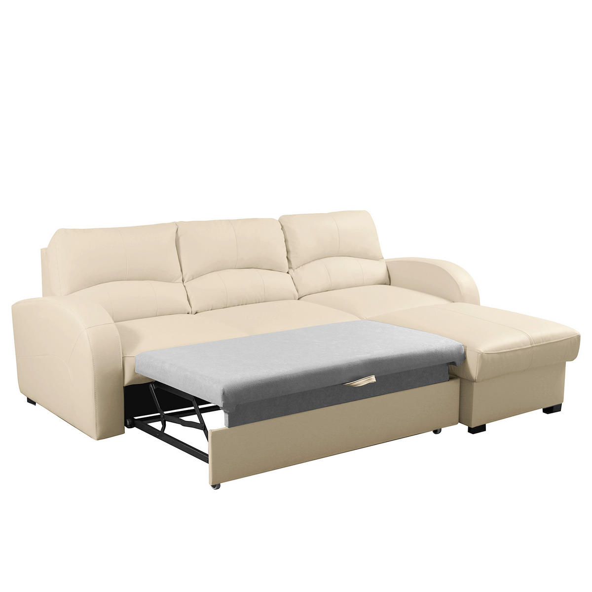 ECKSOFA 227/168 cm TILO in Lederlook Creme Bettkasten  227/168 cm  - Creme/Schwarz, Design, Kunststoff/Textil (227/168cm) - Livetastic