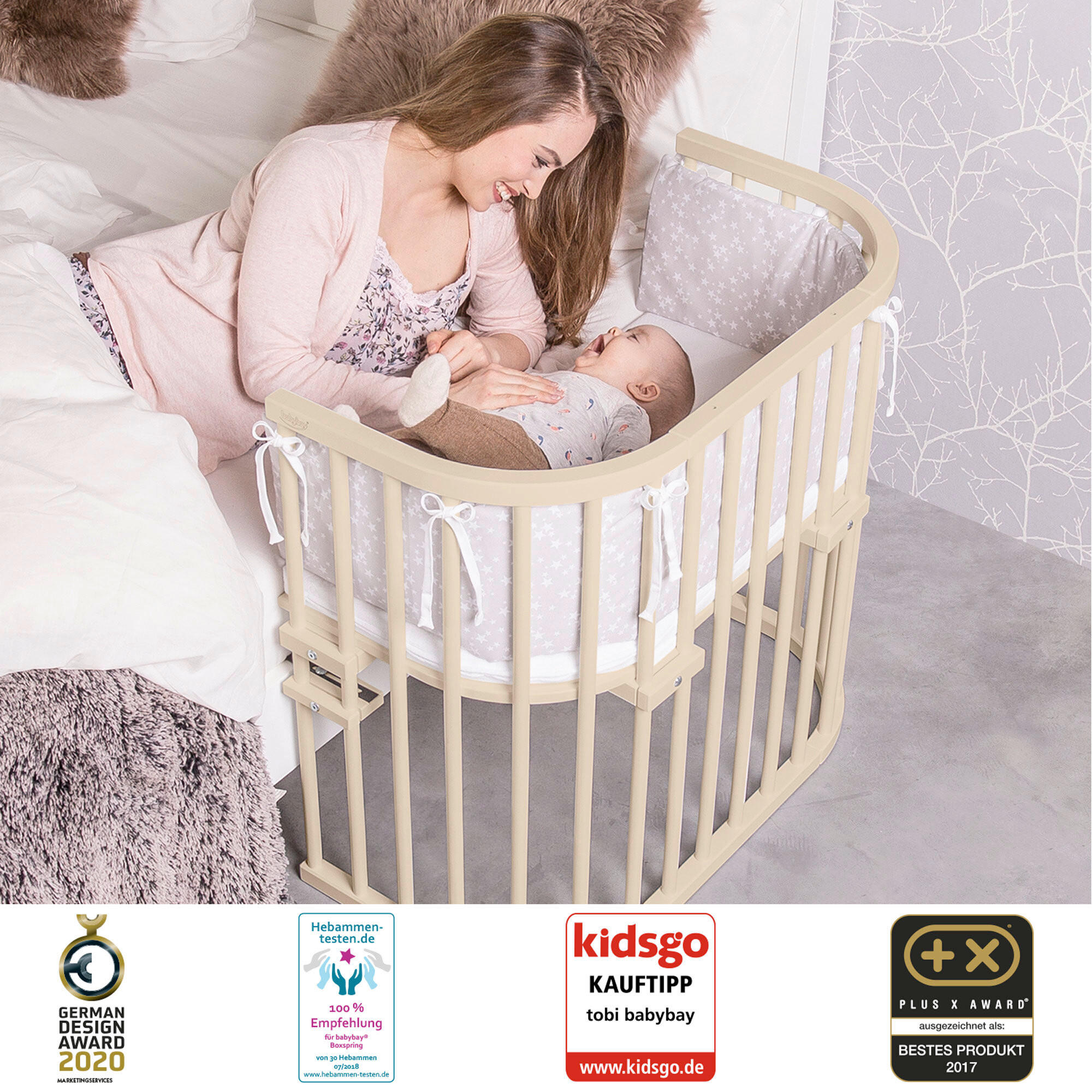 BEISTELLBETT 87/46/79 cm  - Beige, Basics, Holz (87/46/79cm) - Babybay