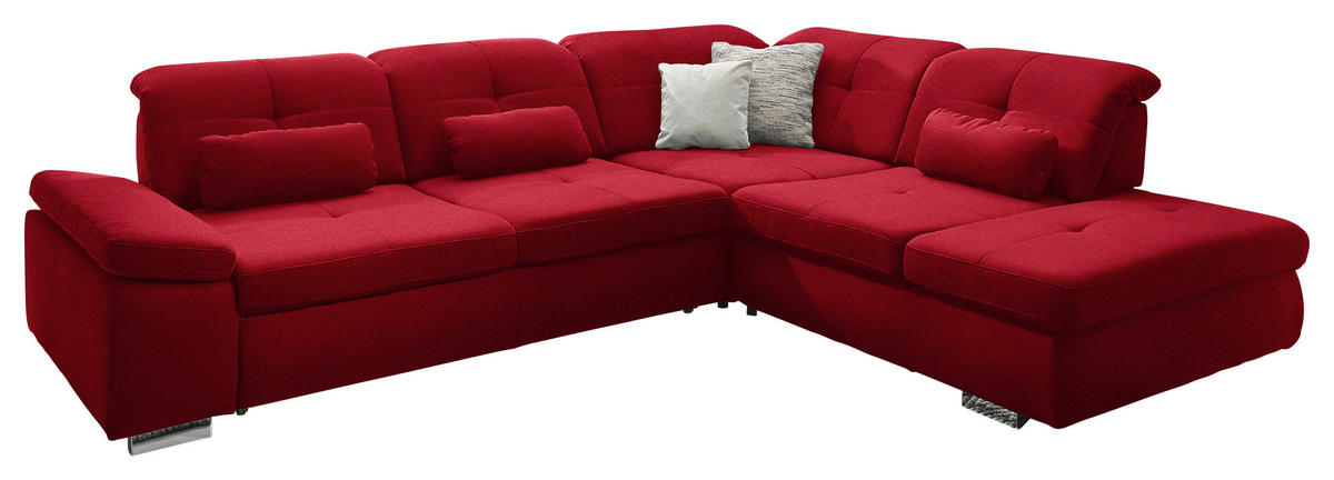 ECKSOFA  in Mikrofaser Rot  312/260 cm  - Chromfarben/Rot, Design, Textil/Metall (312/260cm) - Beldomo Style