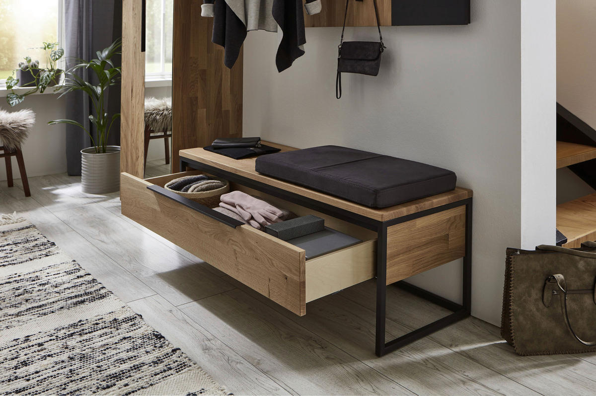 GARDEROBE  in 198,8/197,6/41 cm  - Eichefarben/Schwarz, Design, Glas/Holz (198,8/197,6/41cm) - Valdera