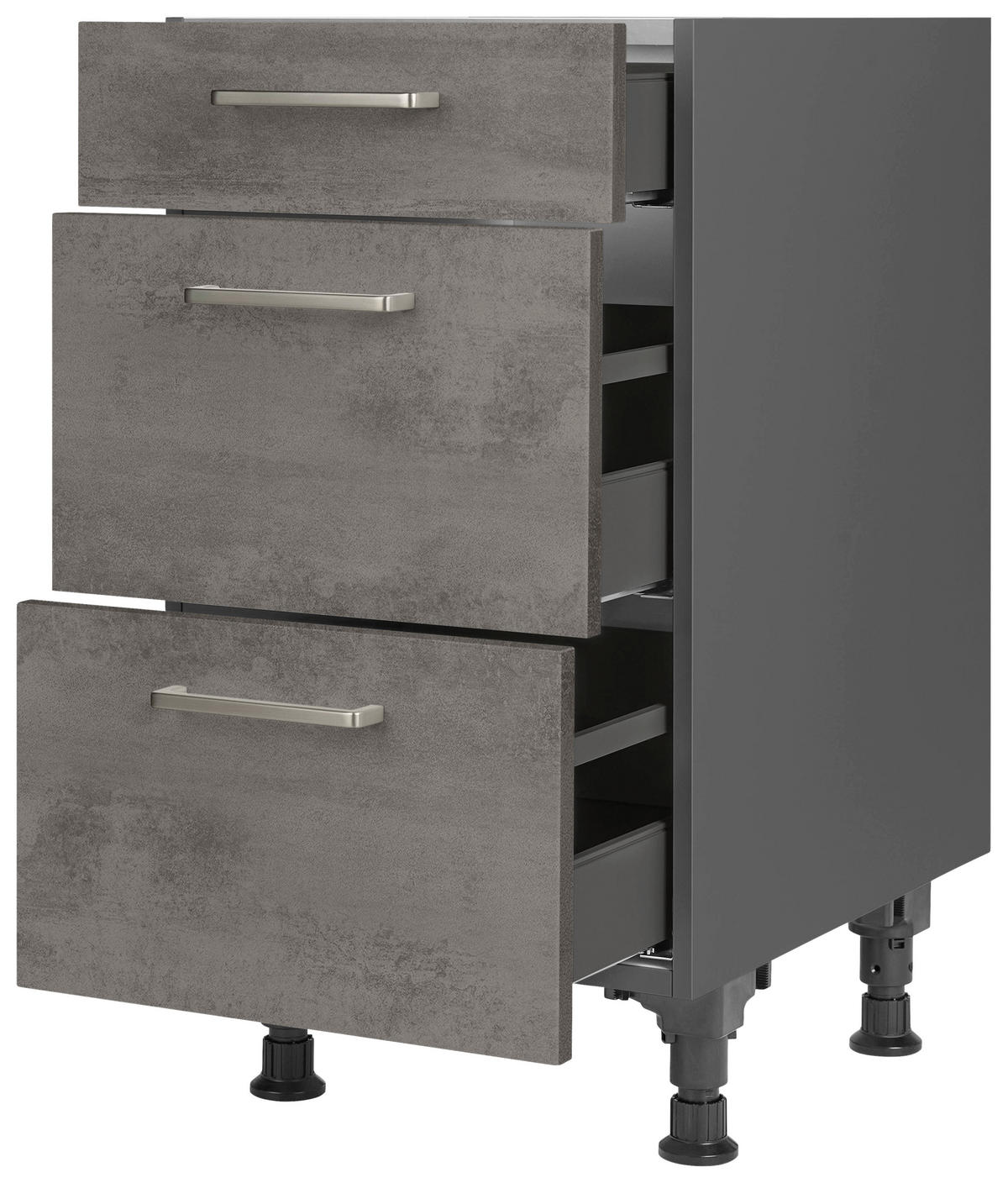SCHUBKASTENUNTERSCHRANK 45/87/56 cm  in Schieferfarben  - Schieferfarben/Edelstahlfarben, MODERN, Holzwerkstoff/Metall (45/87/56cm) - Nobilia