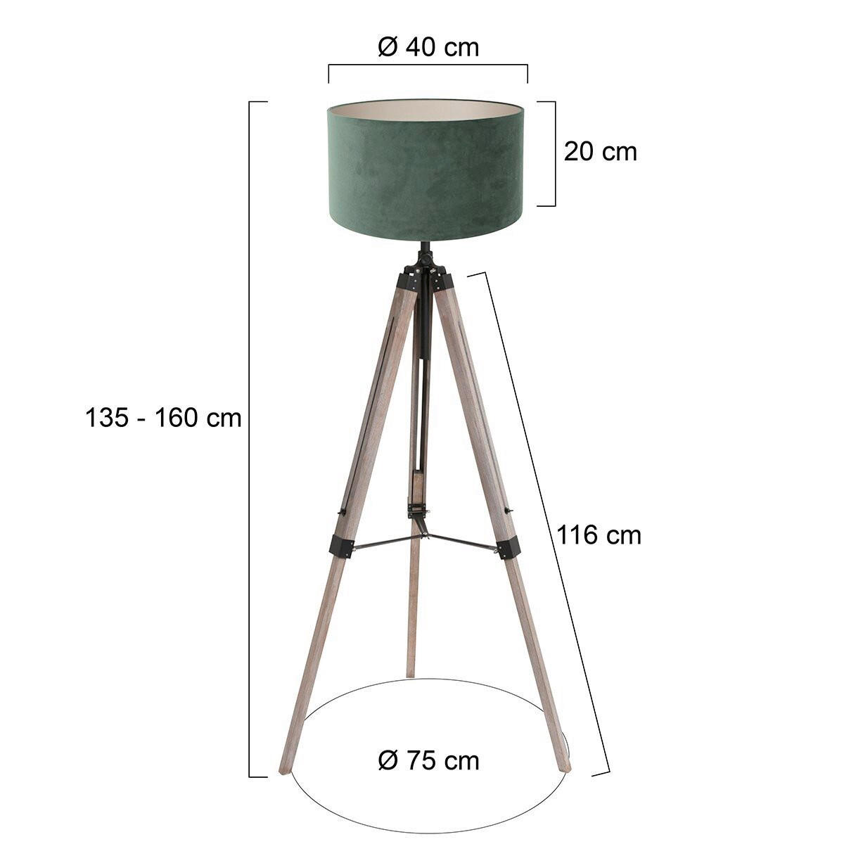 STEHLEUCHTE - Eiche grau/Grün, Trend, Naturmaterialien/Holz (75/170/75cm)