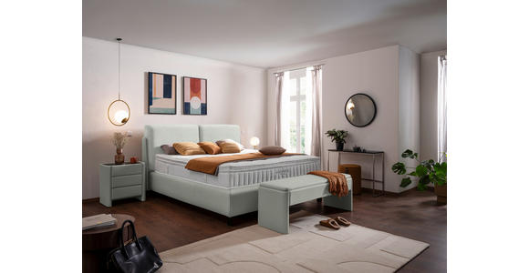 BOXSPRINGBETT 180/200 cm  in Hellgrau  - Hellgrau/Schwarz, Design, Textil/Metall (180/200cm) - Johann Jakob