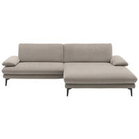 ECKSOFA 284/184 cm  in Webstoff Hellbraun Rücken echt  284/184 cm  - Hellbraun/Schwarz, Design, Textil/Metall (284/184cm) - Dieter Knoll