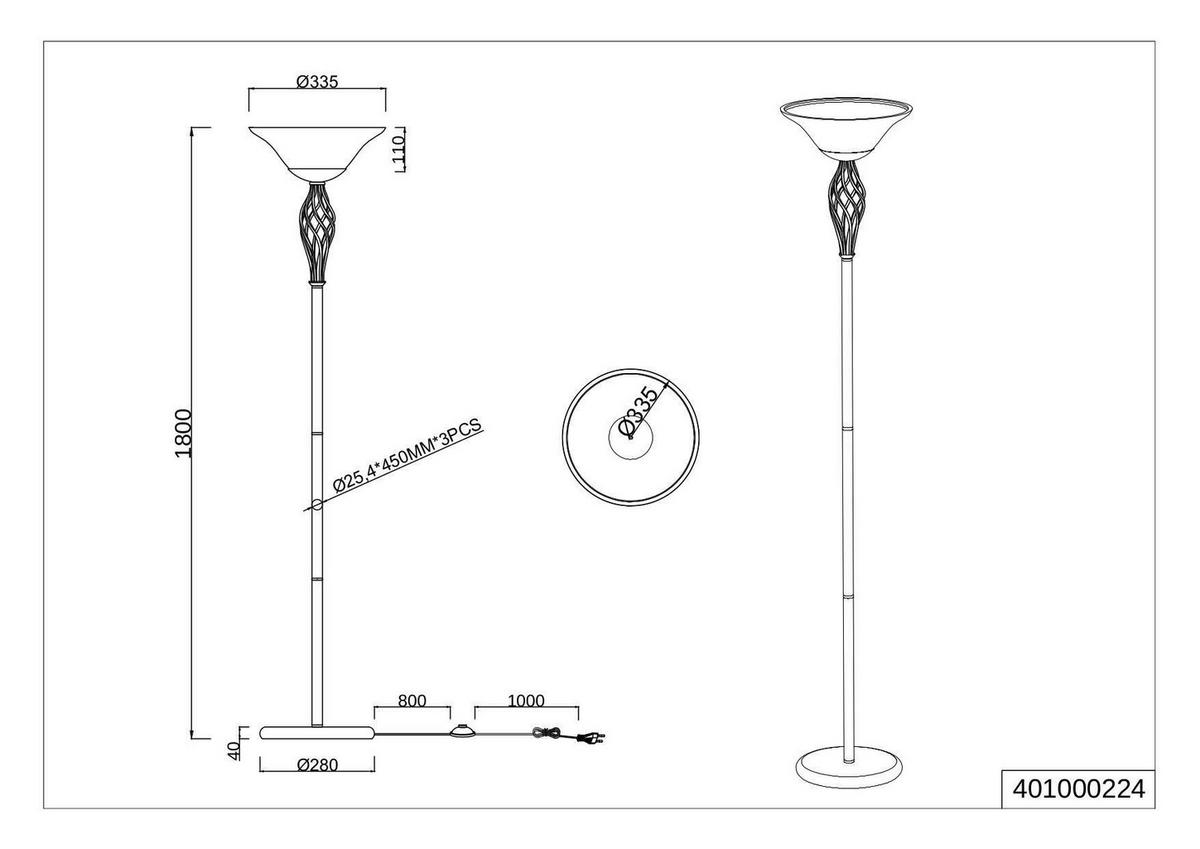 STEHLEUCHTE 33,5/180 cm    - Rostfarben/Weiß, Design, Glas/Metall (33,5/180cm) - Trio Leuchten