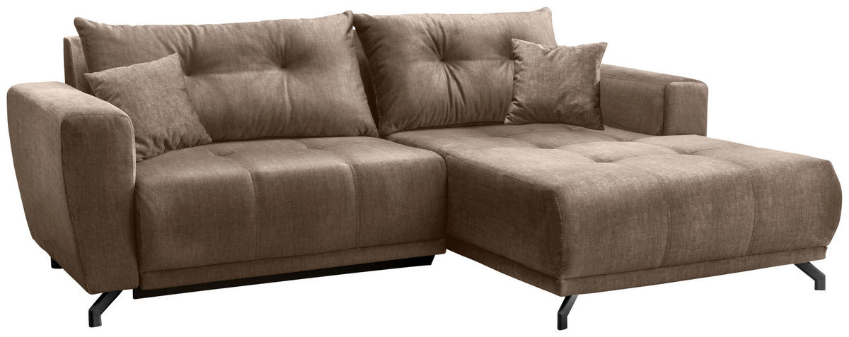 ECKSOFA Restato Hellbraun Velours  - Hellbraun/Schwarz, MODERN, Textil/Metall (246/177cm) - MID.YOU