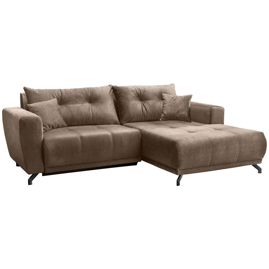 Thumbnail - Mid.you Ecksofa Restato, Hellbraun, Textil, Uni, 4-Sitzer, Füllung: Schaumstoff, Ottomane rechts, L-Form, 246x177 cm, Ma...