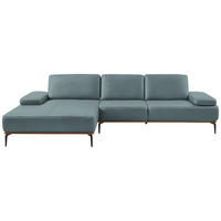 ECKSOFA Echtleder Blau  - Blau/Bronzefarben, Design, Leder/Holz (176/314cm) - Valnatura