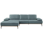 ECKSOFA 16580 Sprint in Echtleder Blau  176/314 cm  - Blau/Bronzefarben, Design, Leder/Holz (176/314cm) - Valnatura