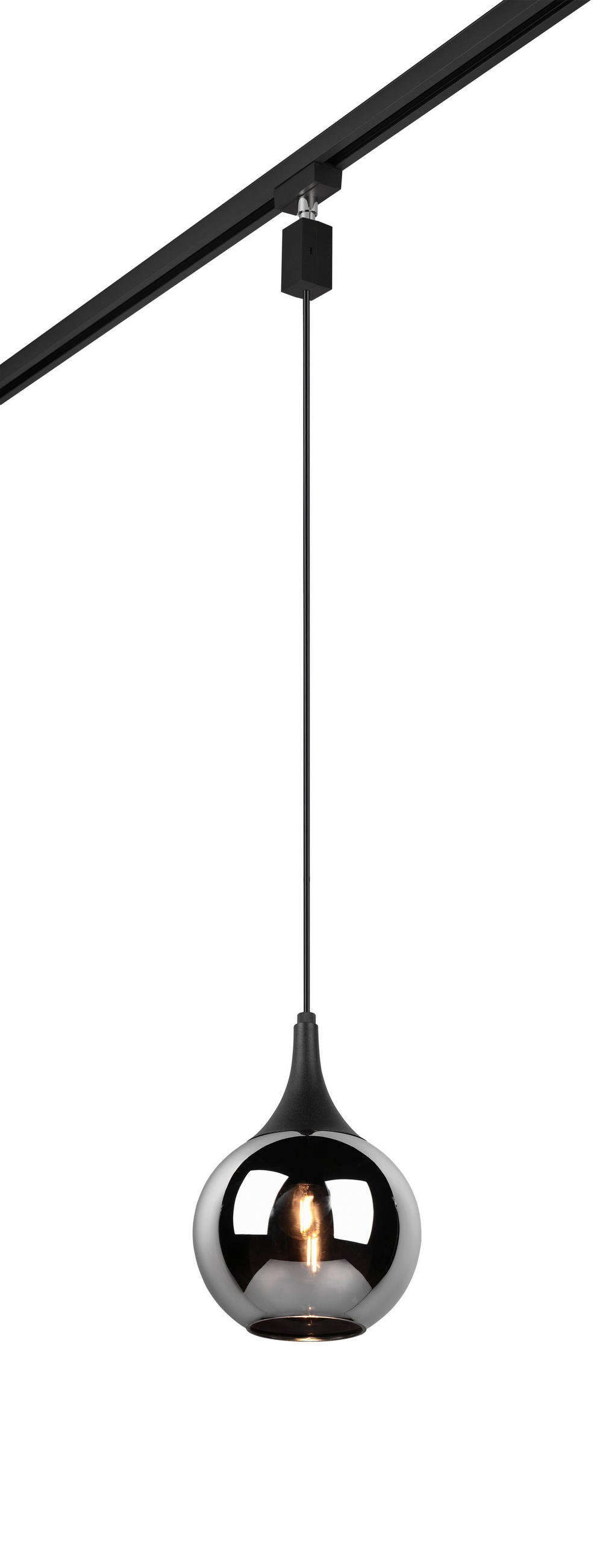 SCHIENENSYSTEM-HÄNGELEUCHTE - Chromfarben/Schwarz, Konventionell, Glas (18/180cm) - Trio Leuchten