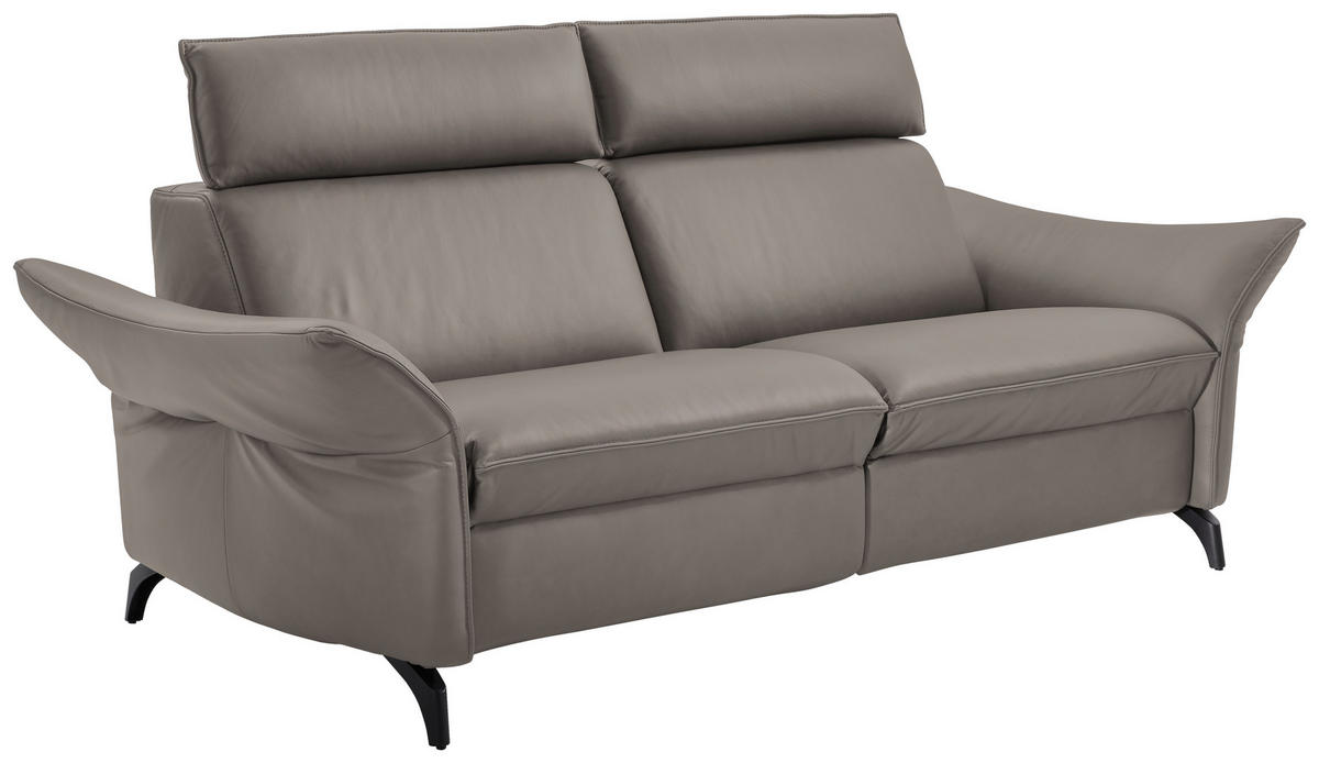 2,5-SITZER in Echtleder Graubraun  - Anthrazit/Graubraun, Design, Leder/Metall (194/94/95cm) - Himolla