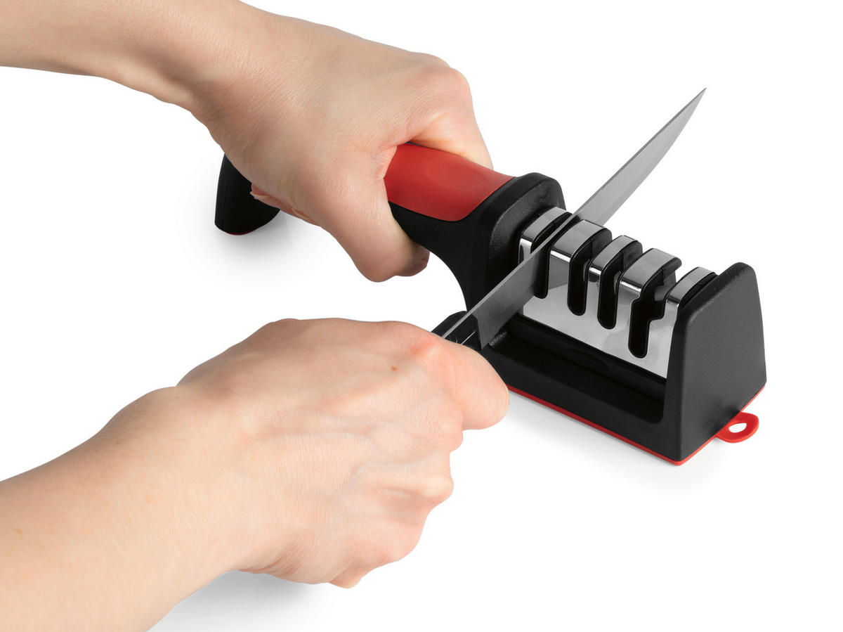 MESSERSCHÄRFER GOURMETmaxx  Keramik  - Rot/Schwarz, Basics, Keramik/Kunststoff (5/5,6/21,5cm) - GOURMETMAXX
