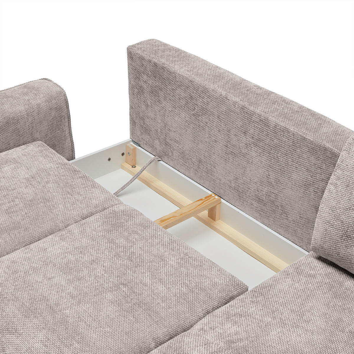 HÖRNSOFFA i vävt tyg taupe  - svart/taupe, Modern, metall/textil (255/164cm) - MID.YOU