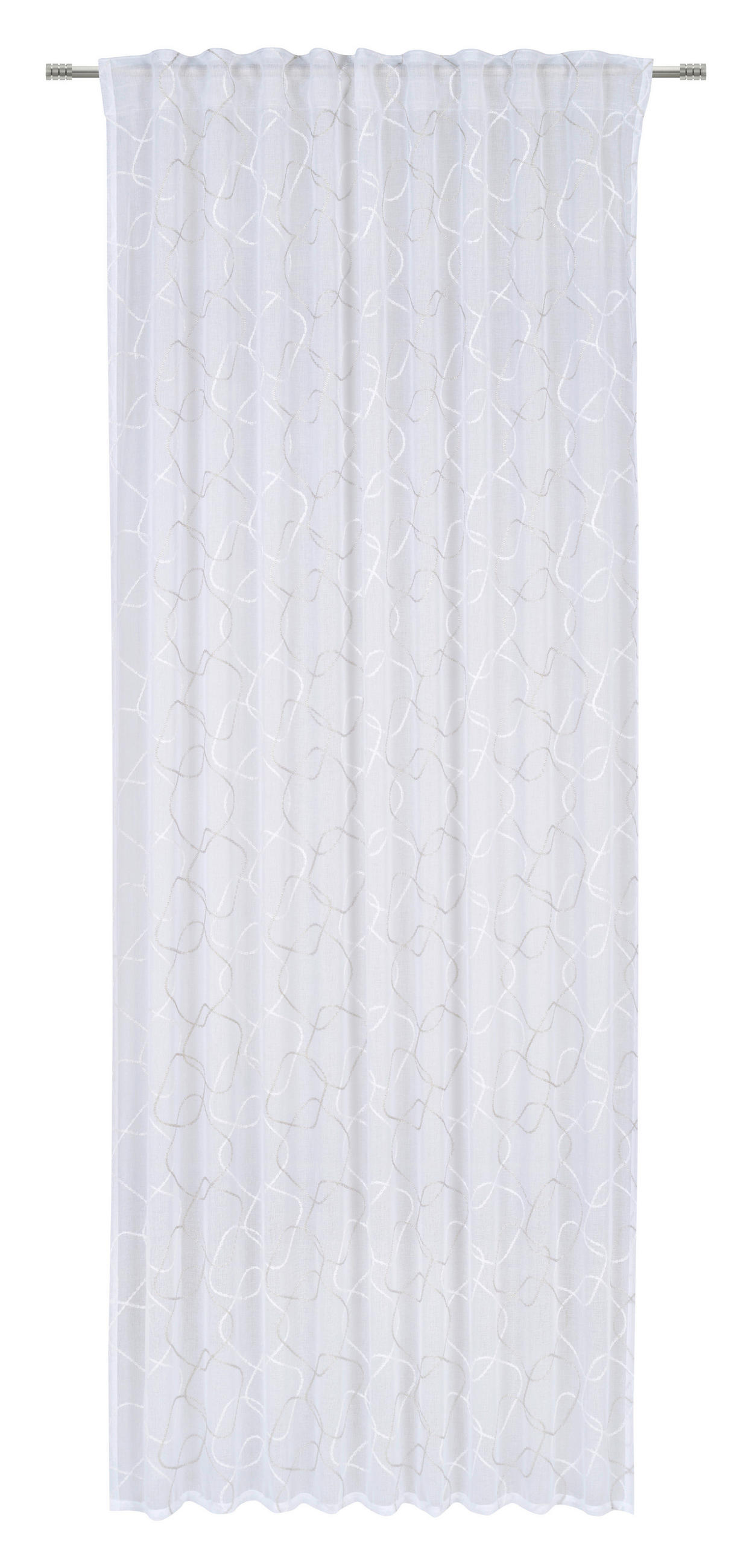 GOTOVA ZAVESA bela, svetlosiva - bela/svetlosiva, Konvencionalno, tekstil (140/245cm) - Esposa