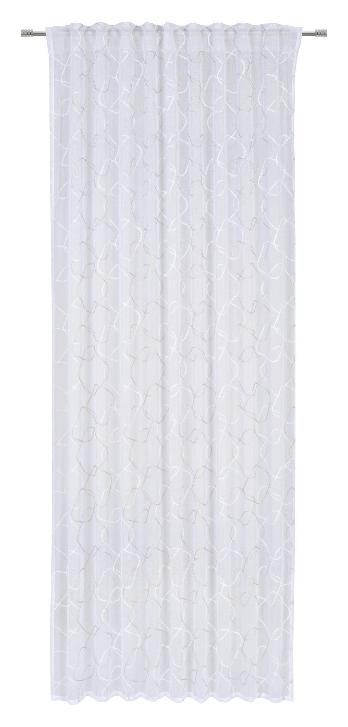 GOTOVA ZAVESA bela, svetlosiva - bela/svetlosiva, Konvencionalno, tekstil (140/245cm) - Esposa