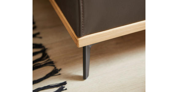 ECKSOFA Dunkelbraun Echtleder - Dunkelbraun/Schwarz, Design, Leder/Holz (220/252cm) - Novel