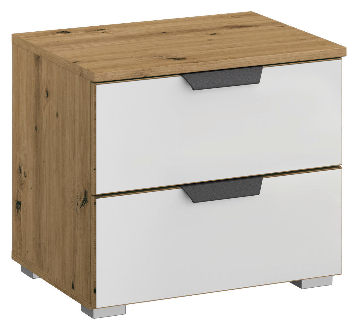 NACHTSCHRANK 40/42/42 cm  - Alufarben/Eiche Artisan, MODERN, Glas/Holzwerkstoff (40/42/42cm) - Rauch Möbel