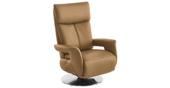 RELAXSESSEL in Leder Honig - Edelstahlfarben/Honig, Design, Leder/Metall (78/112/85cm) - Cantus