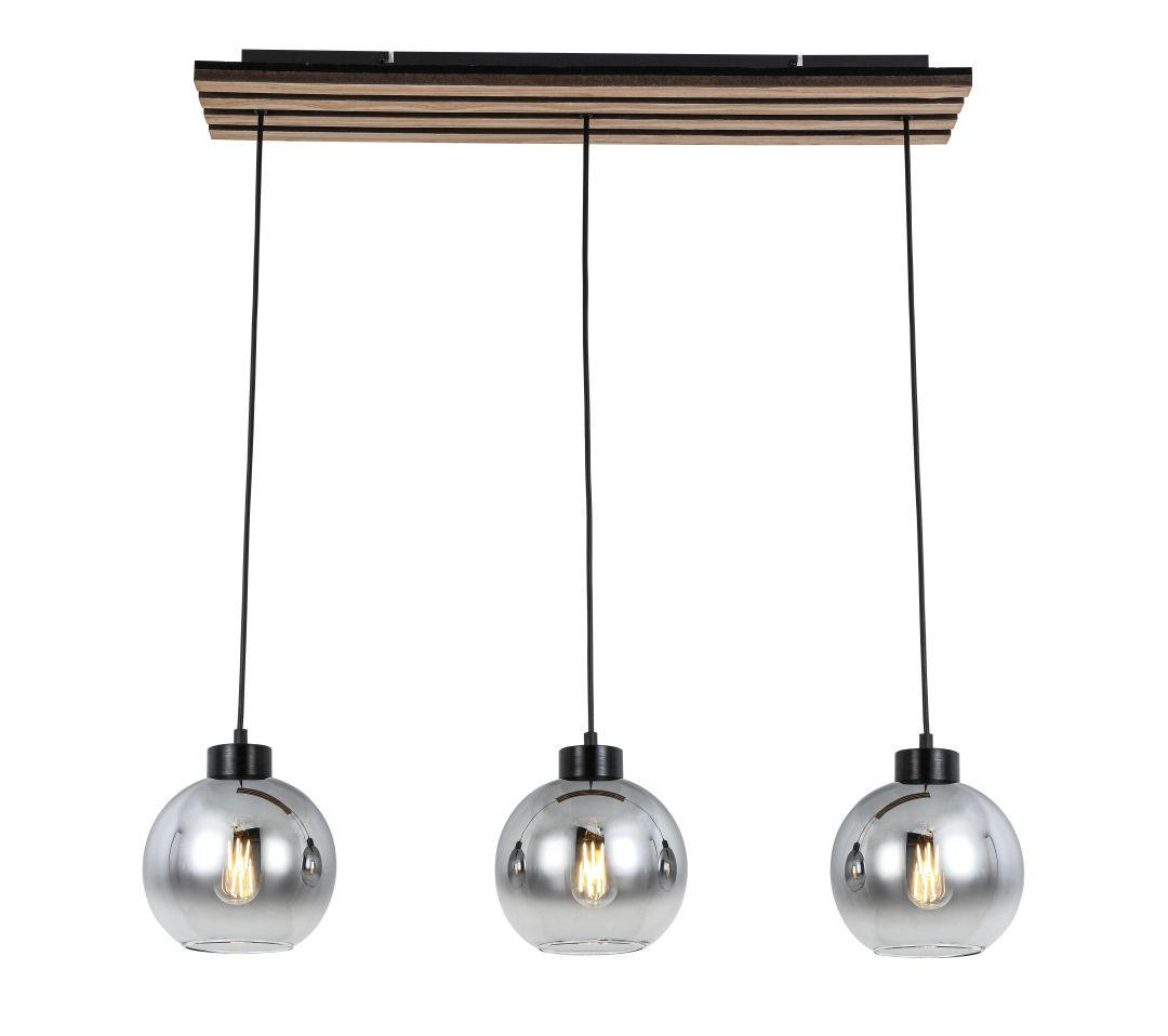 HÄNGELEUCHTE 76/18/120 cm  - Chromfarben/Eichefarben, Basics, Glas/Holzwerkstoff (76/18/120cm) - Novel