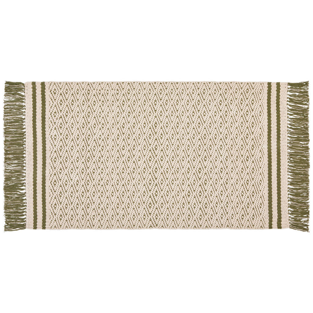 Teppich Vorleger Grün Mit Fransen Iman 70x120 Cm