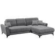 ECKSOFA in Webstoff Dunkelgrau - Dunkelgrau/Schwarz, KONVENTIONELL, Kunststoff/Textil (281/189cm) - Carryhome