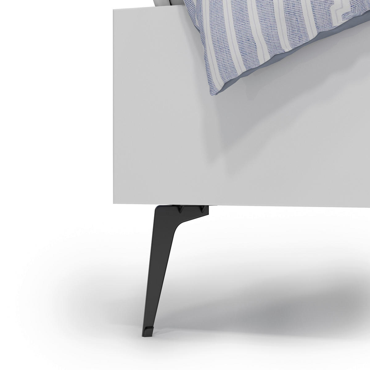 BETT 180/200 cm,  in Grau, Weiß, gepolstertes Kopfteil,  - Schwarz/Weiß, Design, Metall (180/200cm) - Novel