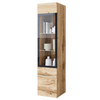 VITRINE VERA in Eiche Wotan  - Eiche Wotan/Grau, Design, Glas/Holzwerkstoff (30/130/33cm) - Livetastic