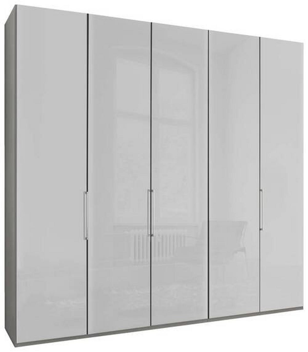 DREHTÜRENSCHRANK in Grau, Weiss  - Chromfarben/Weiss, Konventionell, Glas/Holzwerkstoff (250/236/58cm) - Dieter Knoll