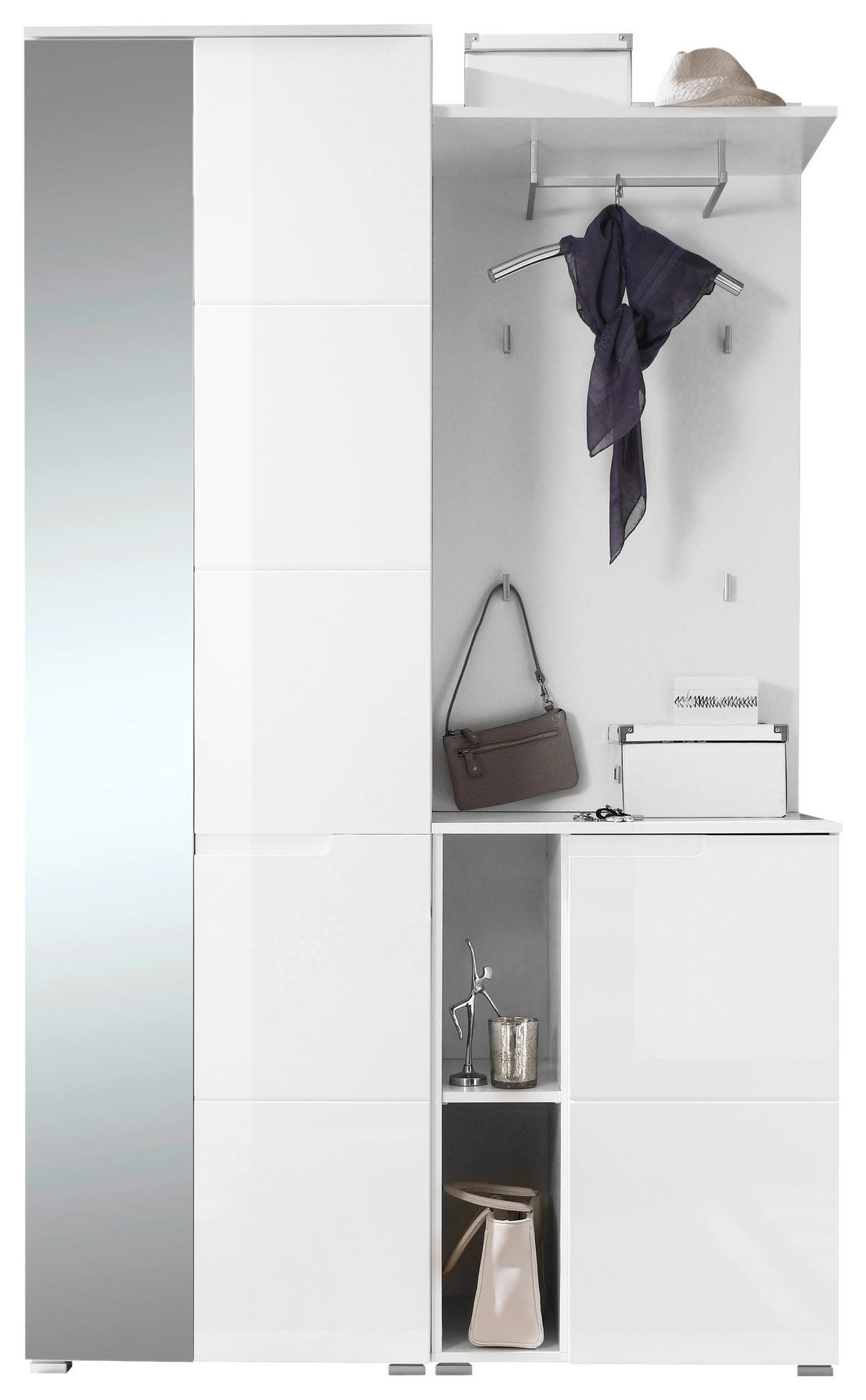 PREDSIEŇOVÝ NÁBYTOK, 120/198/40 cm - biela, Basics, kompozitné drevo/sklo (120/198/40cm) - Xora