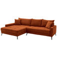 ECKSOFA  in Cord Dunkelorange  173/280 cm  - Dunkelorange/Schwarz, KONVENTIONELL, Textil/Metall (173/280cm) - Hom`in