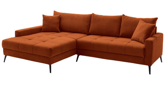 ECKSOFA  in Cord Dunkelorange  173/280 cm  - Dunkelorange/Schwarz, KONVENTIONELL, Textil/Metall (173/280cm) - Hom`in