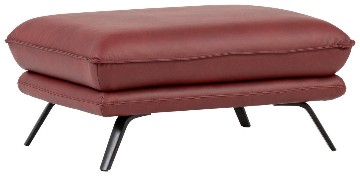 3-SITZER-SOFA in Echtleder Bordeaux  - Bordeaux/Schwarz, Design, Leder/Metall (226/95/95cm) - Celina