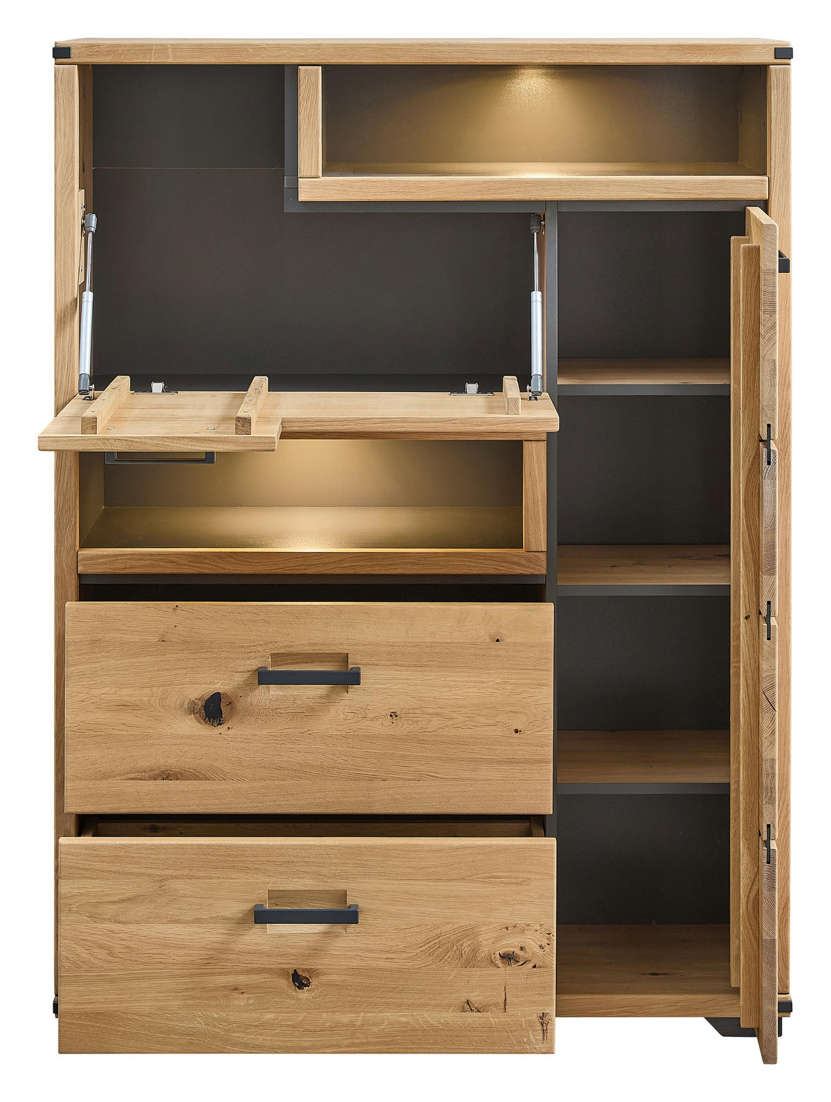 HIGHBOARD  in 105/143/38 cm  - Graphitfarben/Eiche Artisan, Design, Holz/Holzwerkstoff (105/143/38cm) - Livetastic