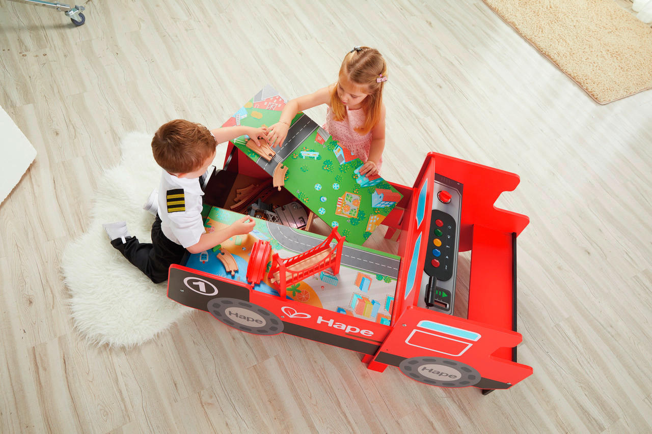 EISENBAHNSPIELTISCH - Multicolor, Basics, Holz/Holzwerkstoff (122,8/59,0/63,8cm) - Hape