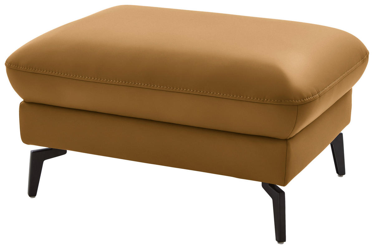 ECKSOFA in Echtleder Currygelb  168/281 cm  - Currygelb/Schwarz, Natur, Leder/Metall (168/281cm) - Valdera