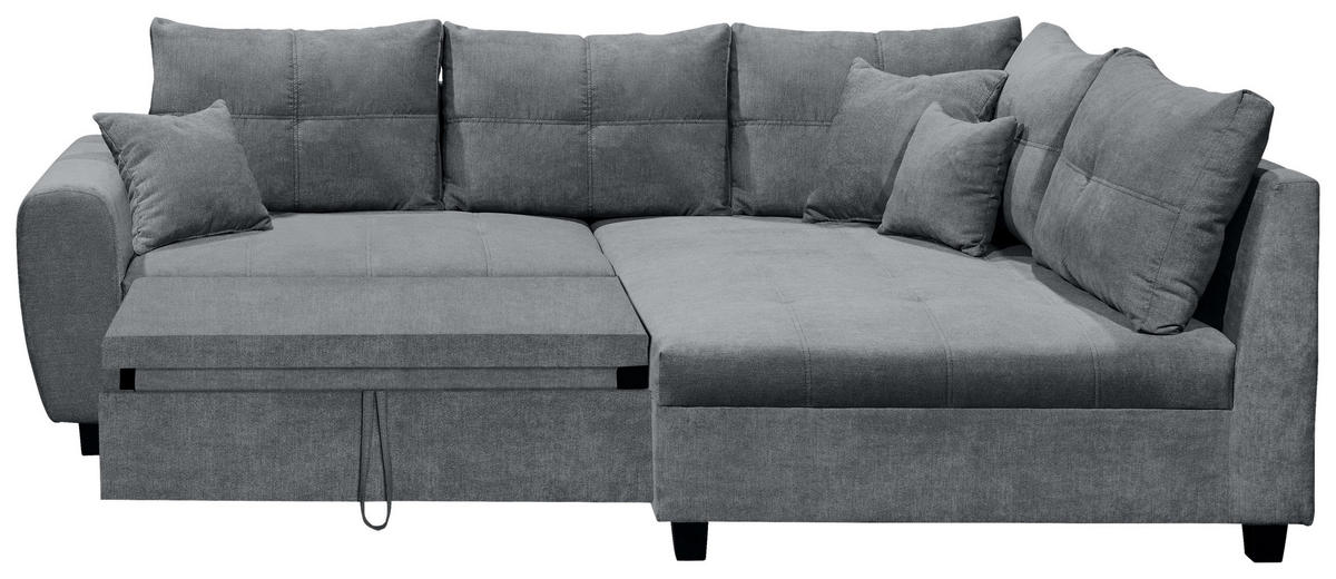 ECKSOFA Anthrazit Mikrovelours  - Anthrazit/Schwarz, Basics, Kunststoff/Textil (248/176cm) - MID.YOU