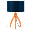 TISCHLEUCHTE GOOD&MOJO  36/54 cm   - Blau/Naturfarben, Trend, Holz/Textil (36/54cm) - Good & Mojo